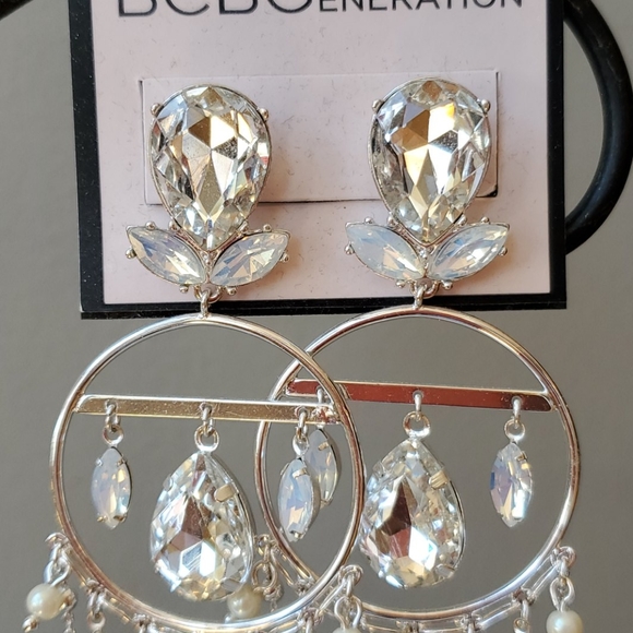 BCBGeneration Rhinestone Silver Dangle Earrings - Picture 4 of 8